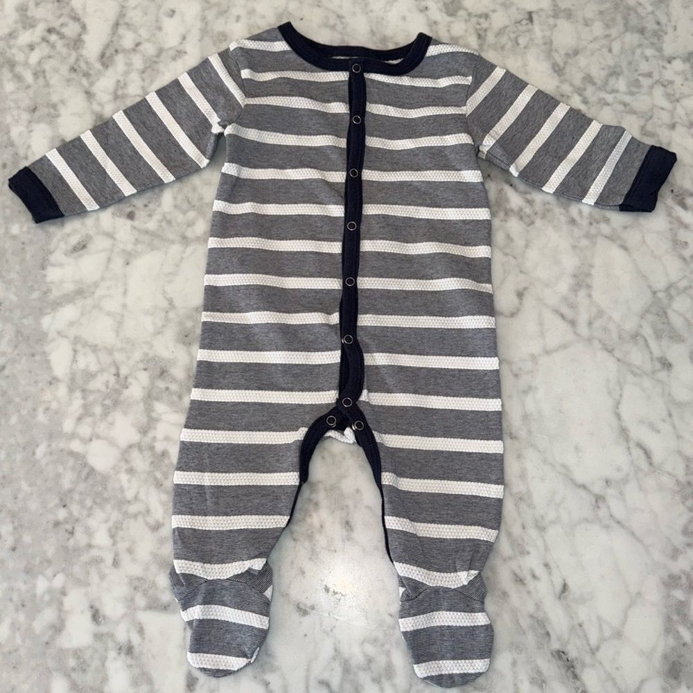 Coccoli Striped Gray, White & Blue Footie